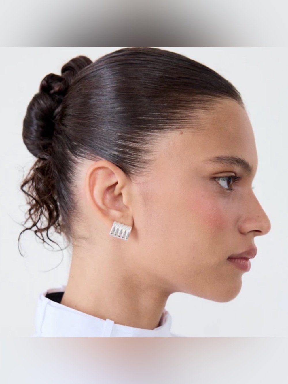 NIB Silver Rectangular Hoop Earrings